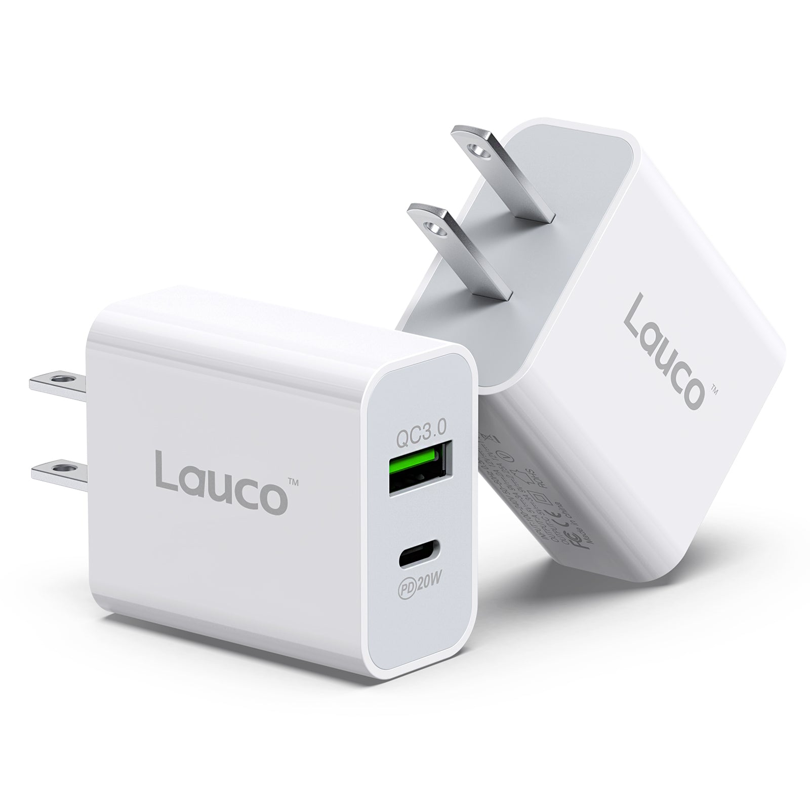 Chargeur Mural double LAX USB-C USB-A 20W - Blanc - Coop Zone